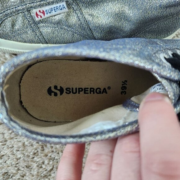 Superga Silver Metallic Low Top Trainers Shoes - Picture 9 of 10